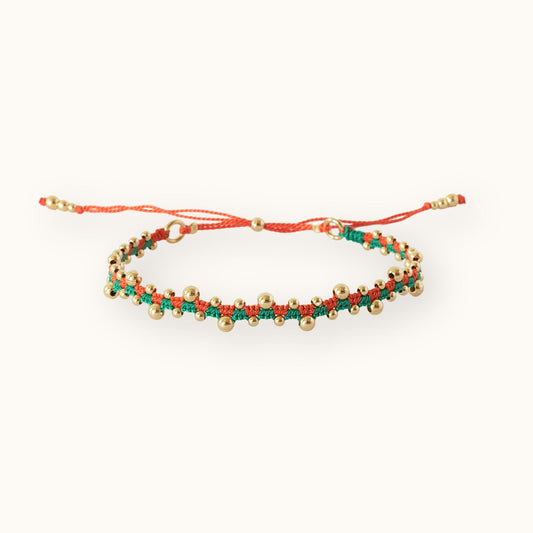 Adjustable Wave Bracelet Orange Green