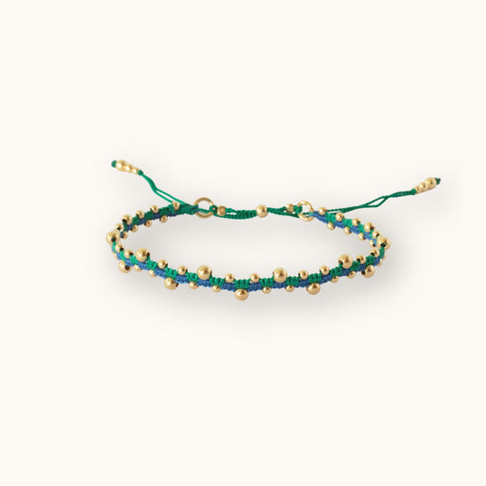 Adjustable Wave Bracelet Green Blue