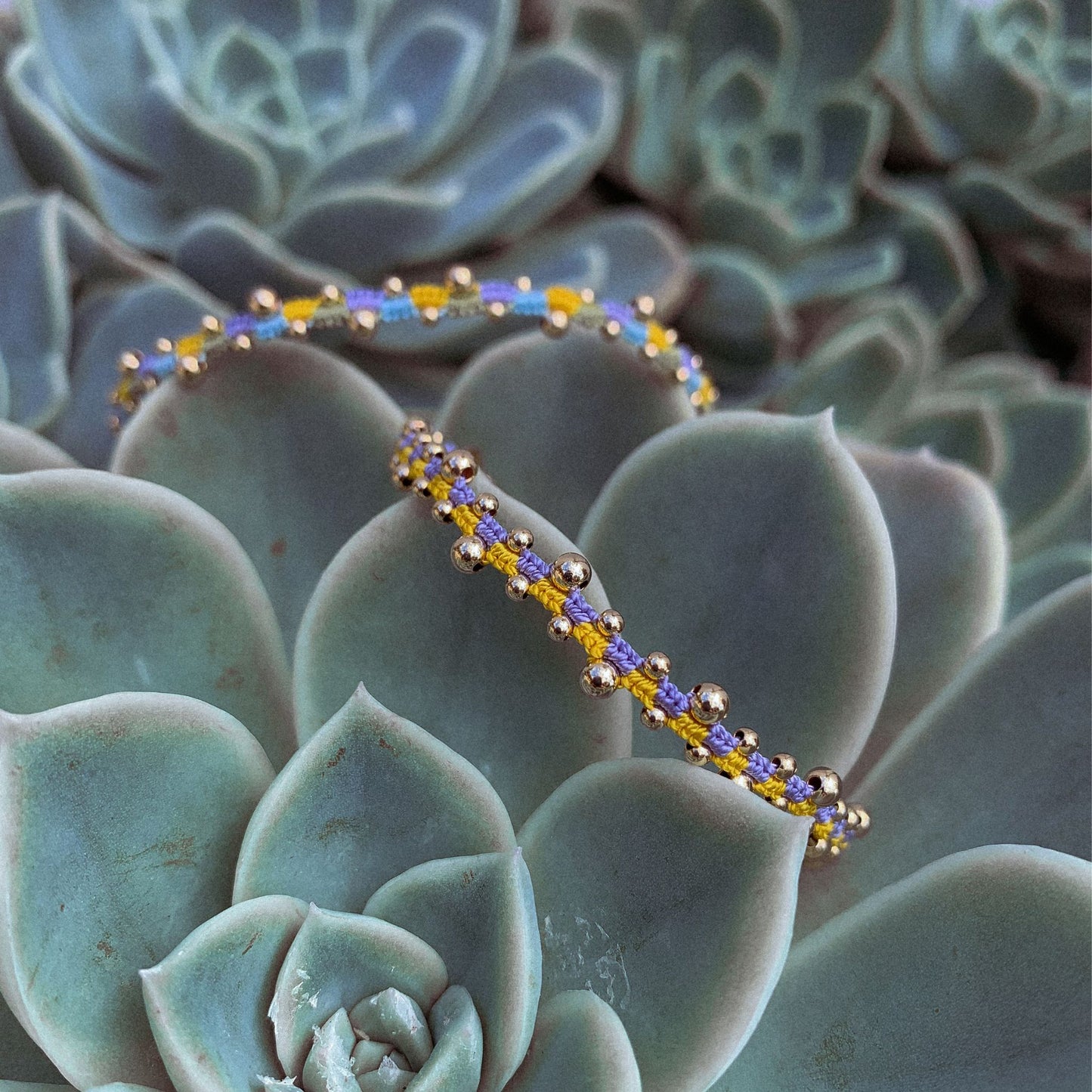 Adjustable Wave Bracelet Lilac Yellow